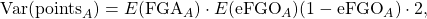 \text{Var}(\text{points}_A) = E(\text{FGA}_A) \cdot E(\text{eFGO}_A)(1- \text{eFGO}_A) \cdot 2,