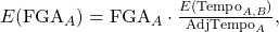 E(\text{FGA}_{A})=\text{FGA}_{A} \cdot \frac{E(\text{Tempo}_{A,B})}{\text{\text{AdjT}empo}_{A}},