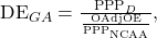  \text{DE}_{GA} = \frac{\text{PPP}_D}{\frac{\text{OAdjOE}}{\text{PPP}_{\text{NCAA}}}},